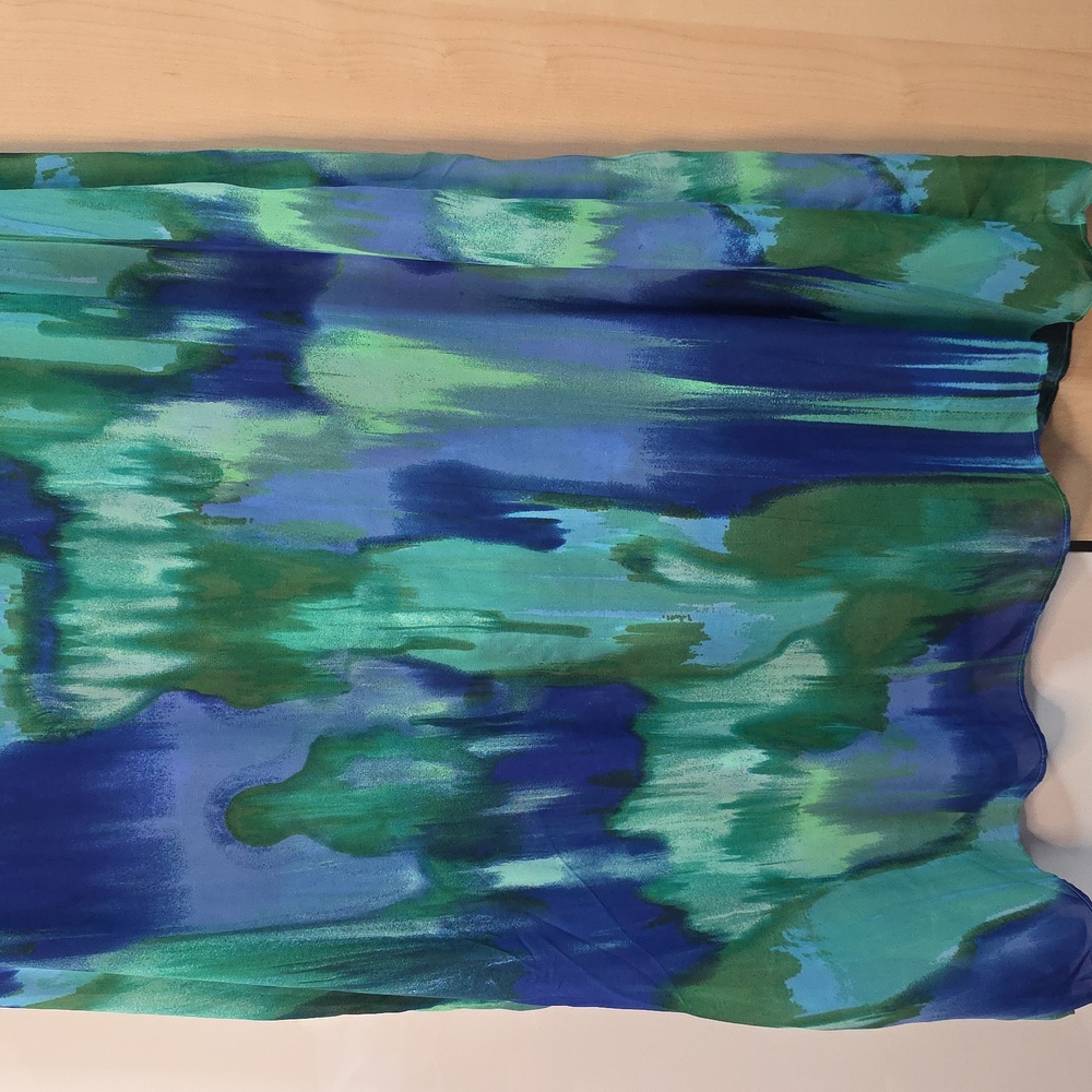 Catherine's Chiffon Flowing Flowing Tank Style Blue Green 0X 14/16W Preloved - Picture 15 of 16